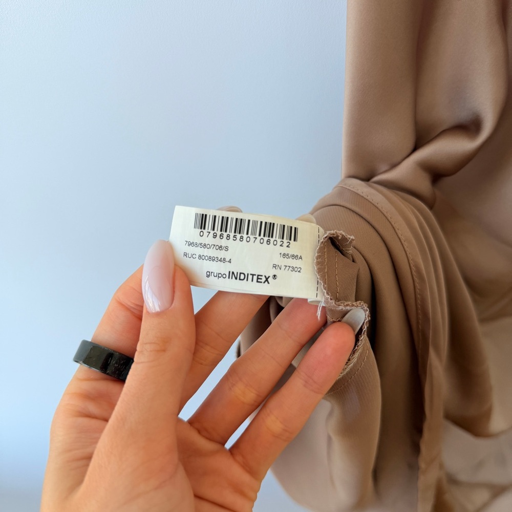 Zara Taupe Satin A-Line Maxi Skirt - Picture 6 of 7